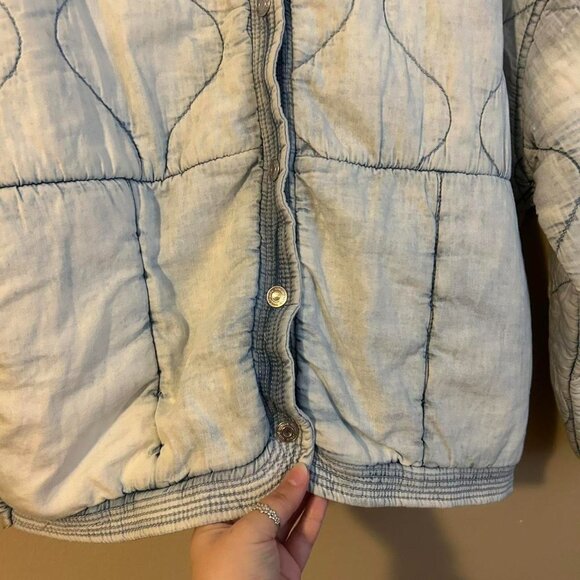 Kenzie Jeans Distressed Quilted Denim Blue Style Cotton Jacket Size Medium - Picture 4 of 8